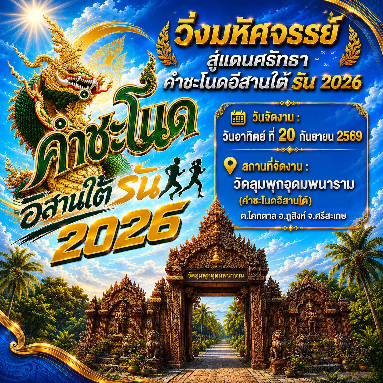 วิ่งมหัศจรรย์สู่แดนศรัทธาคำชะโนดอิสานใต้รัน2026